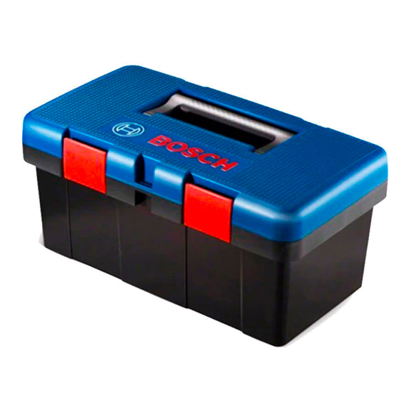 Caja para guardar y transportar todo tipo de herramientas, hasta un peso de 20 kilos, en color azul y negro. Con manigueta antideslizante para un mejor agarre.